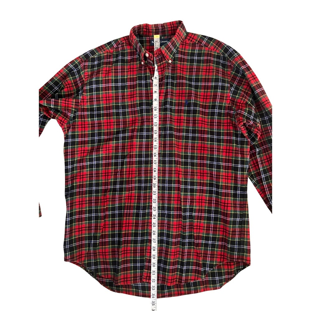 Polo Ralph Lauren Blake LS Shirt Men Large Red Plaid Tartan Flannel Cotton BD - Picture 10 of 12